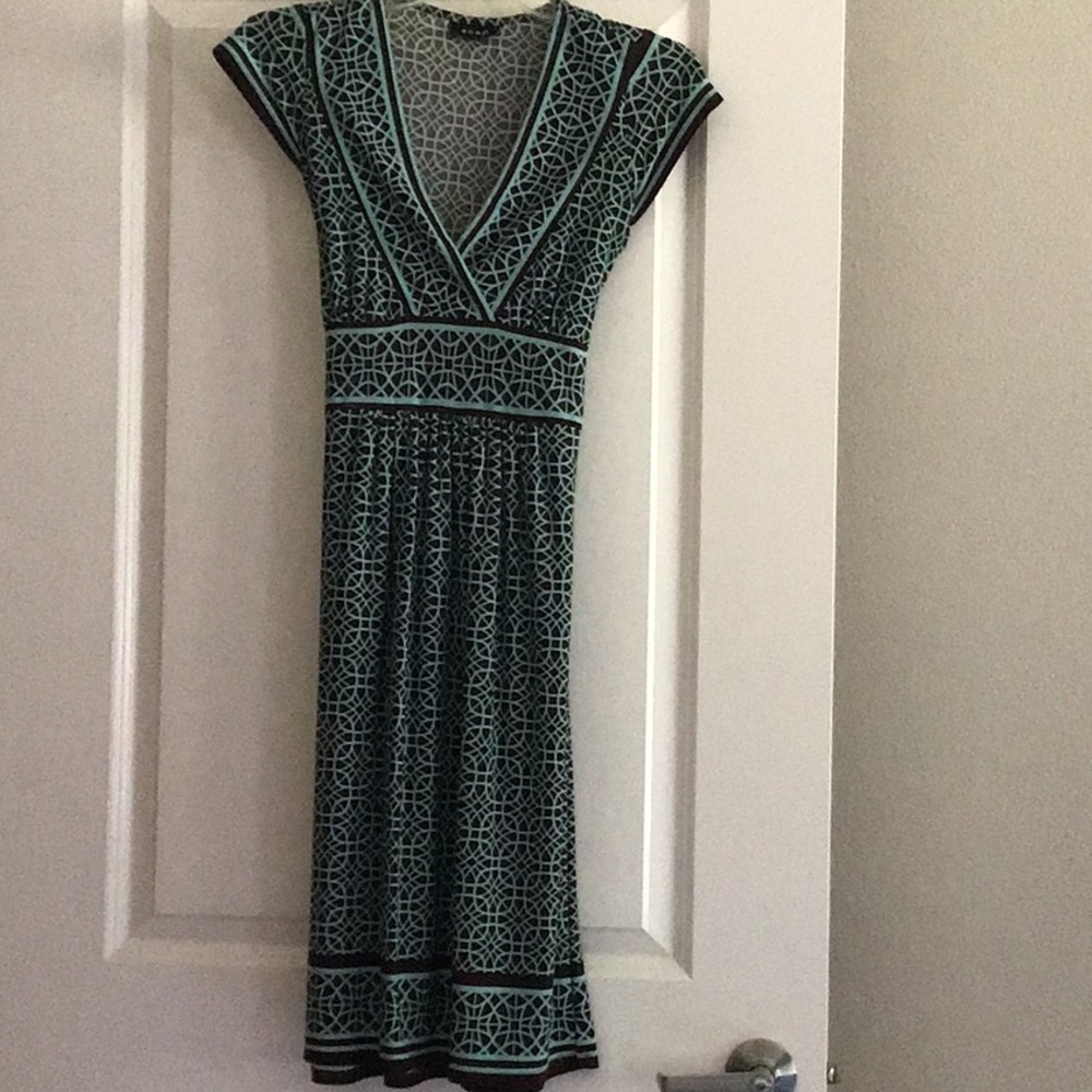 Snap Brown and Teal Midi Dress